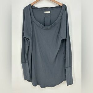 We the Free Blue Gray Thermal Oversized Top-‎ Women's Large